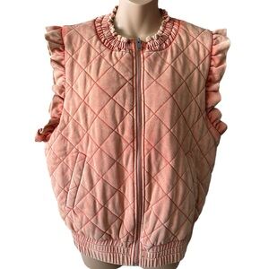 Promise Peach Quilted Women's Puffer Ruffle Vest